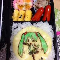 Snapdishの料理写真:初音ミクキャラ弁。|ジョニ3104さん