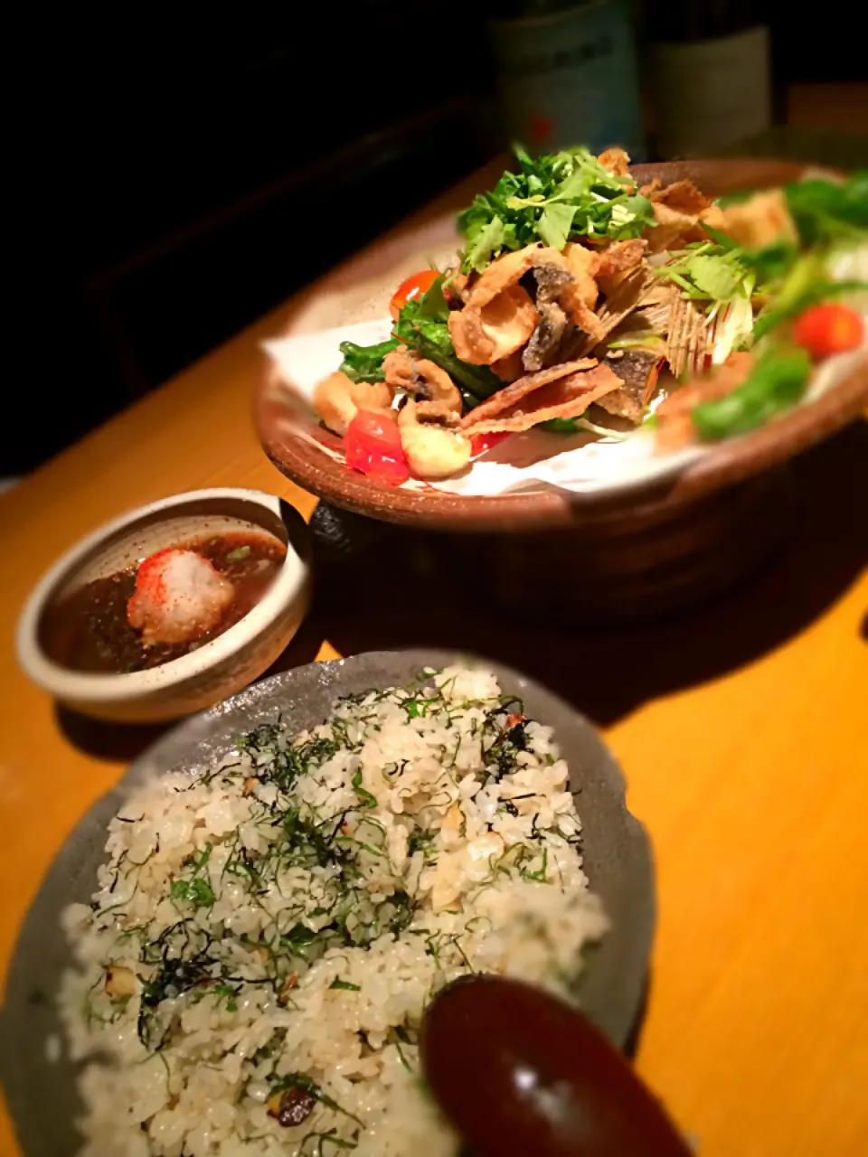 Shiso garlic rice & fish karaage with ponzu|kayoさん