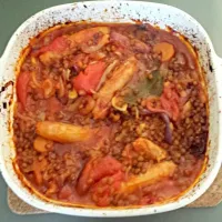 Snapdishの料理写真:sausages and lentils casserole|chandu patilさん