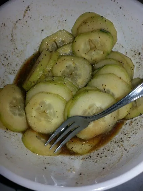 OrIental inspired cucumbers. with soy, salt, white&black pepper, and vinegar.|Polly Gelfusoさん