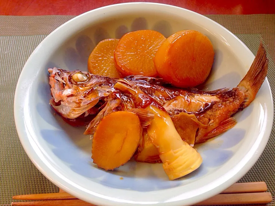 Simmered rockfish&bamboo shoot🐟めばると筍の煮物|🌈Ami🍻さん