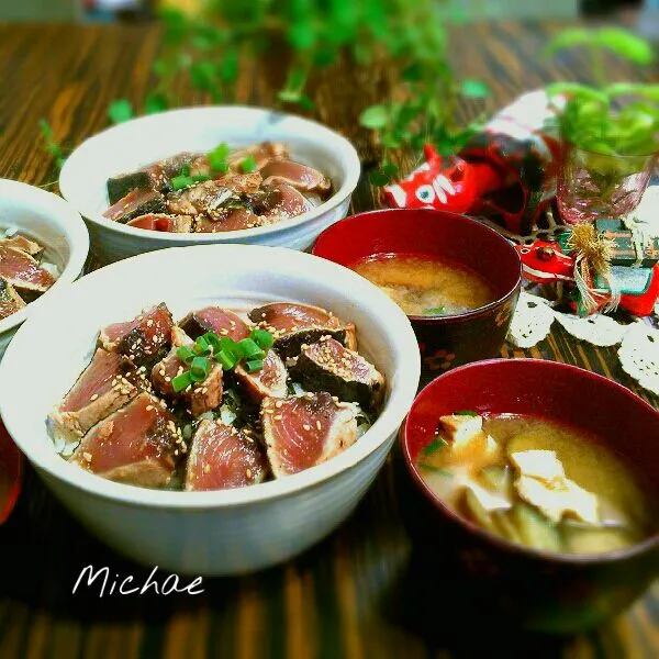 鰹のたたき丼♪♪♪(*^^*)|michaeさん