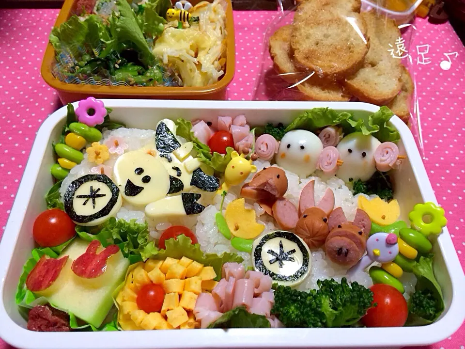 息子遠足弁当♪ゾウいる？いない！キリンいる？いない！じゃ〜何がいるの？牛と豚と羊と…ママ行く所、動物園じゃないよ！マザー牧場だよ！あっ！そっか！家畜園だったね〜^^;笑|Bちゃんさん