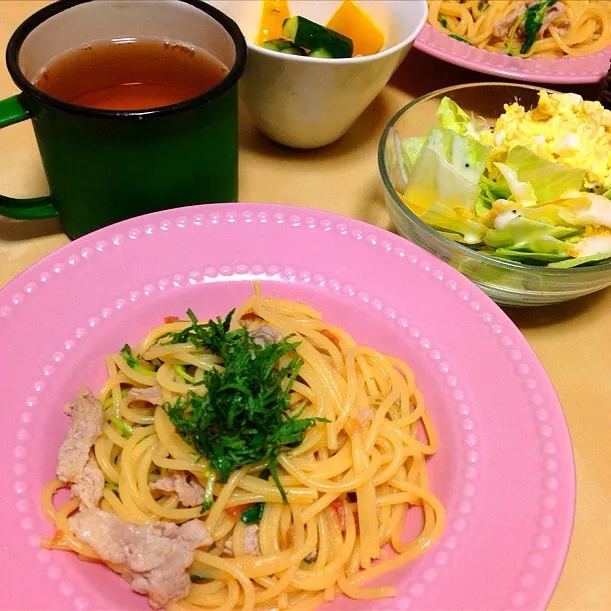 梅と豆苗のさっぱりパスタ|Kozue Sugawaraさん