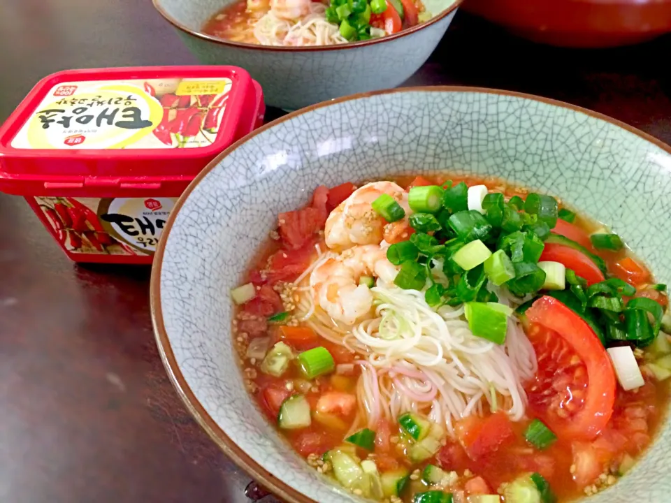 Cold somen noodles with Korean paste ピリからそうめん|chocolatteさん