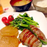 Snapdishの料理写真:ピーマンの肉詰め、大根ステーキ|ゆきさん