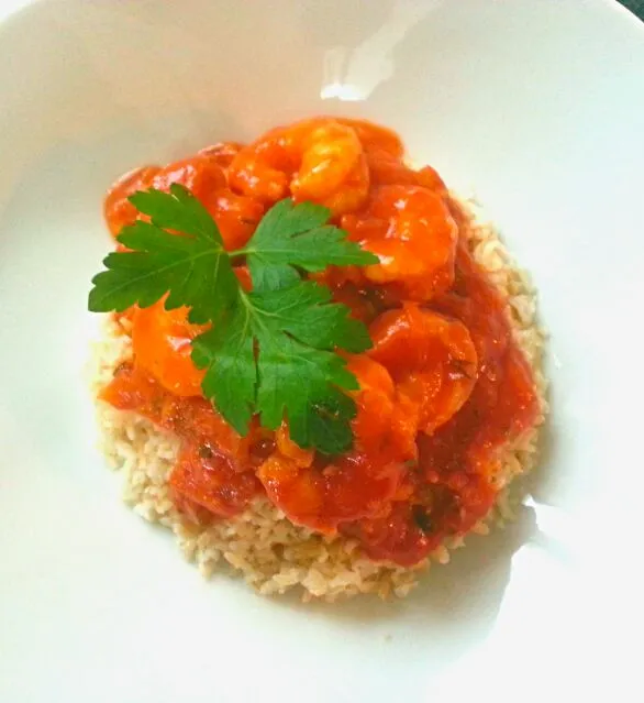 Shrimp in Creamy Tomato Sauce on Brown Rice|S Theoさん