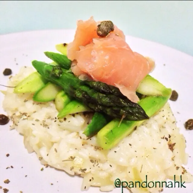 #brunch, #risotto, #salmon, #asparagus,|pandonnaさん