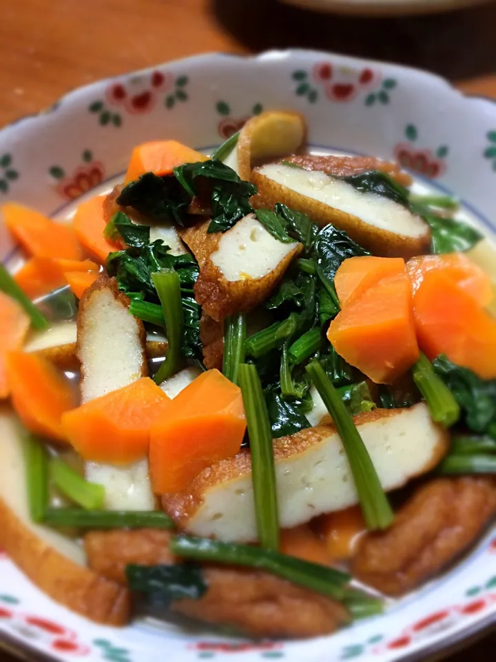 ほうれん草とさつまあげの煮物|まぁちんぐさん