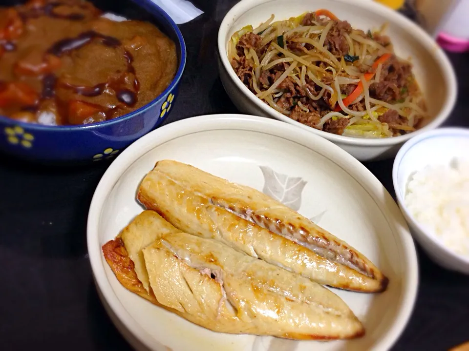 今日の晩ご飯は、さばの塩焼き、牛肉と野菜の炒め物。|ゆえさん