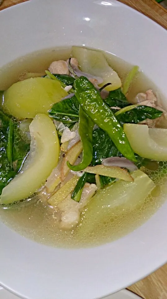 Snapdishの料理写真:chicken soup with green Papaya and Spinach|Japhiさん