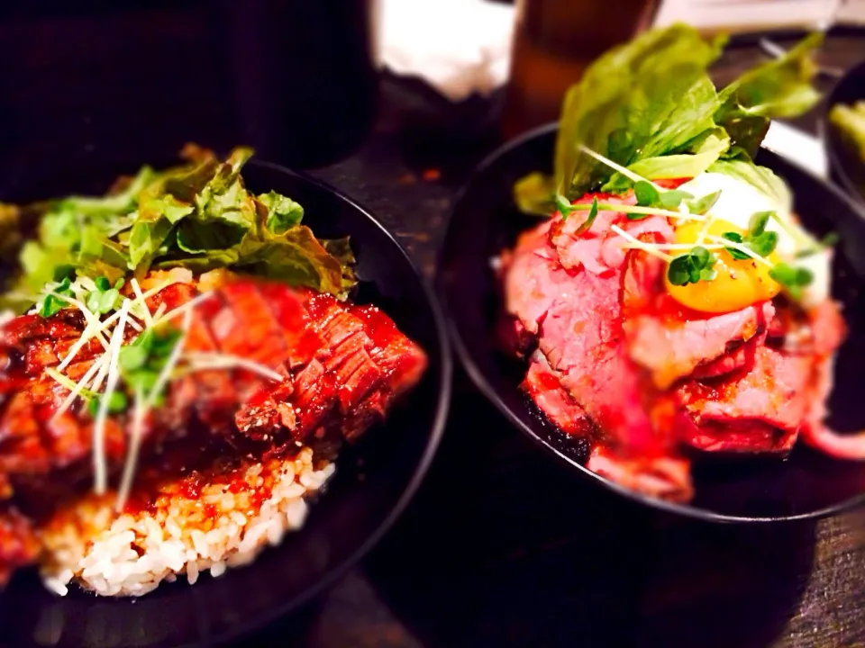 Snapdishの料理写真:ローストビーフ丼 ＆ ステーキ丼|M ａ H ｏさん