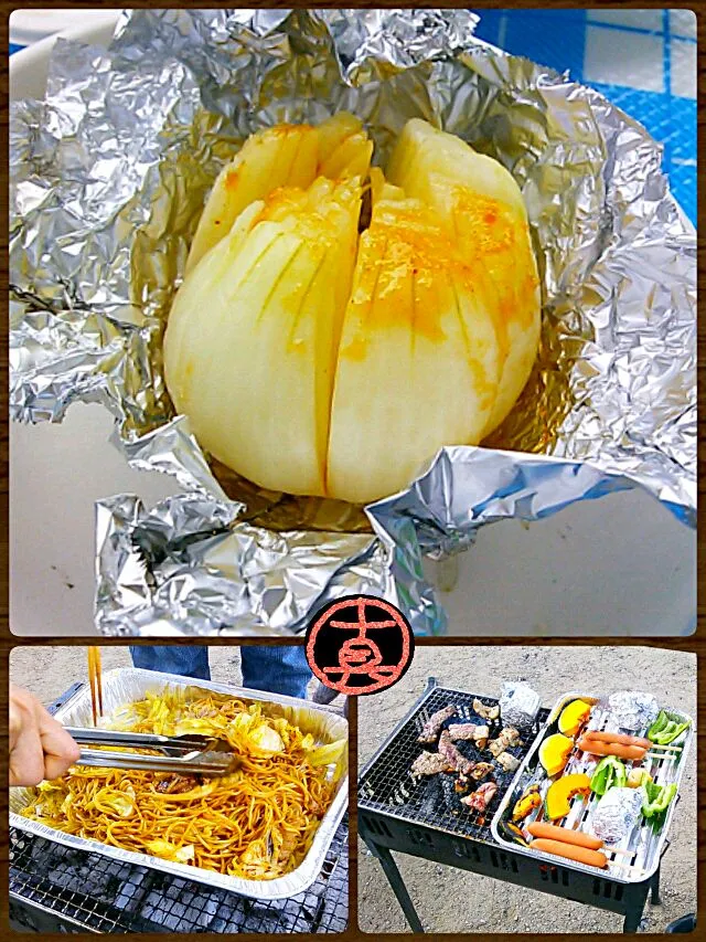 まるまさんのお知恵を拝借！
新玉ねぎをチンしてからBBQでホイル焼しました☆|真希さん