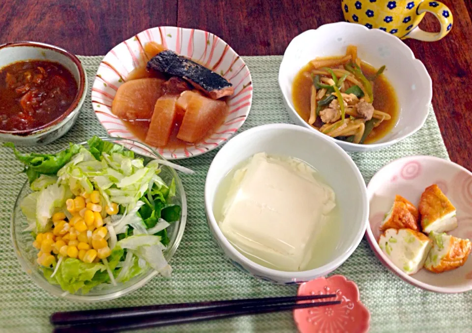 ご飯の代わりにお豆腐♫あり合わせのひとりランチ♡|k114aさん