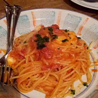 Snapdishの料理写真:イタリア産モッツァレラチーズのトマトソーススパゲティ  @PASSO 八ヶ岳|伊達亮さん