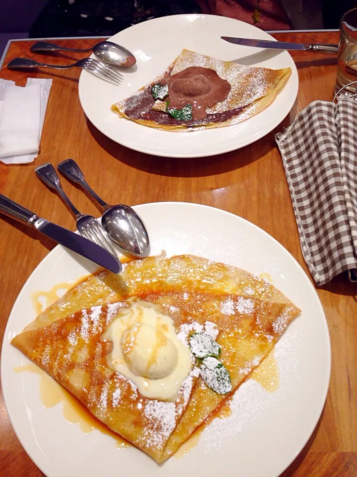 チョコレート チョコレートアイス添え&塩バター風味のキャラメルバニラアイス添え|めいさん