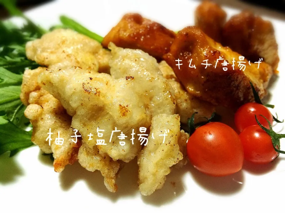 5月4日の晩飯。柚子塩で唐揚げだよ〜と言ったらキムチがいい！とリクエスト。飲兵衛の子供は、飲兵衛になる？とふと思った母でした😅|Bちゃんさん