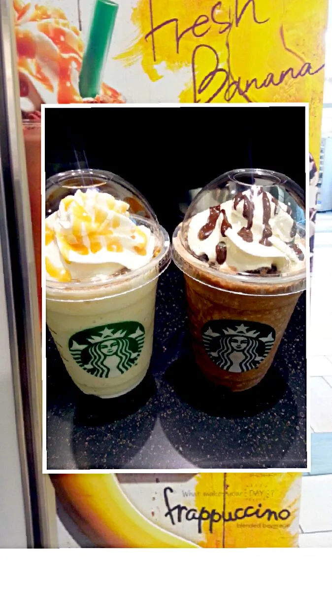 フレッシュバナナ&キャラメルクリームフラペチーノ★フレッシュバナナ&チョコクリームフラペチーノ|じょうさん