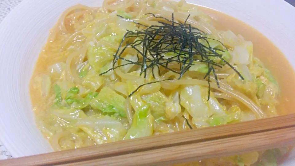 たまごと春キャベツの和風パスタ|ぼゆさん