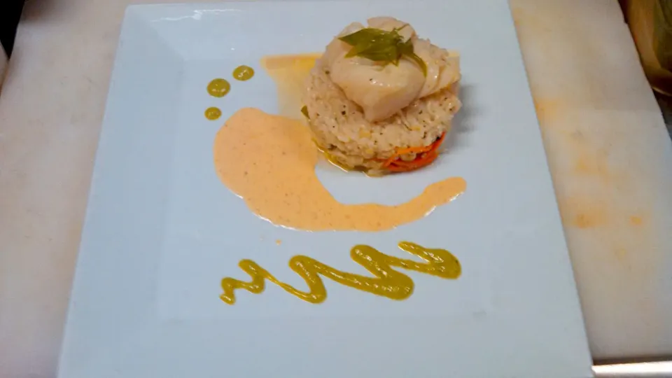 butter poached cod ginger rice and white truffle asparagus coolie|jacobさん