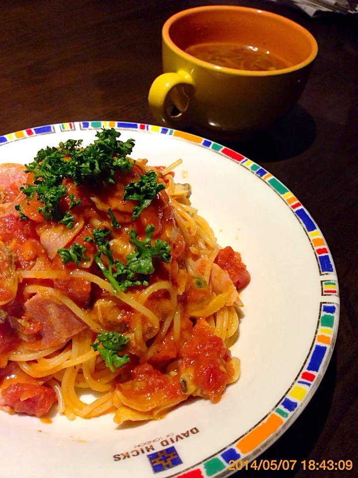 アサリとベーコンのトマトパスタ|Noboru Tanakaさん