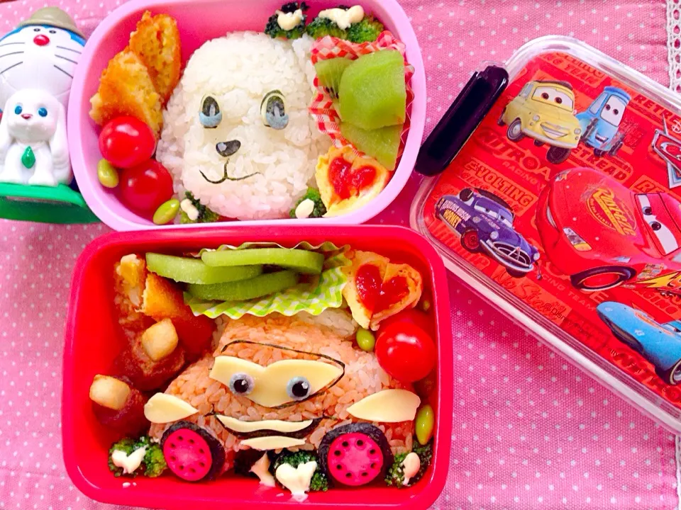 Snapdishの料理写真:Lunch box☆Peko/ﾍﾟｺ(新･のび太の大魔境)&Lightning McQueen/ﾗｲﾄﾆﾝｸﾞ･ﾏｯｸｲｰﾝ(Cars)|🌈Ami🍻さん