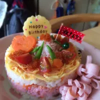 Snapdishの料理写真:ちらし寿司ケーキ|かーちさん