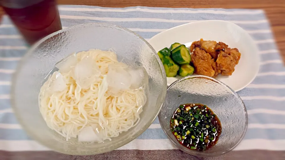 そうめんと昨日作った常備菜|ちささん