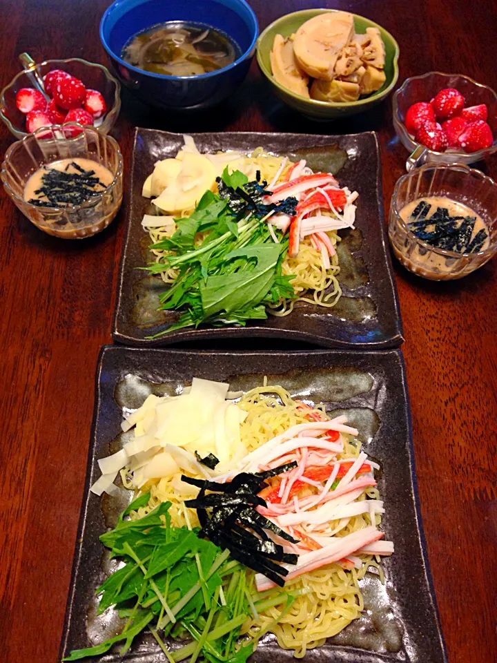 Snapdishの料理写真:今年お初の冷やし麺♡ゴマだれ冷やしラーメン|さくたえさん