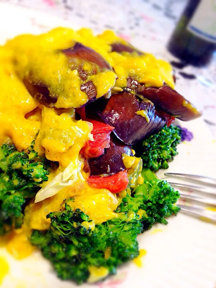 ナスとトマト、ブロッコリーのカボチャソースがけ！|Tina Tomoko😋さん