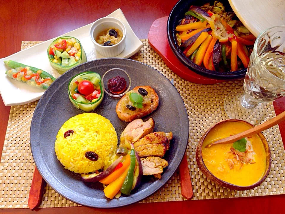 Tonight Amigo's Moroccan Dinner🍴ﾓﾛｯｺﾅｲﾄ🌝前菜･冷製ｷｬﾛｯﾄｽｰﾌﾟ･ﾓﾛｯｶﾝﾁｷﾝﾀｼﾞﾝ|🌈Ami🍻さん