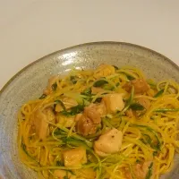 鶏と水菜の柚子胡椒パスタ|さっちさん