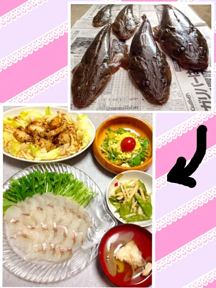 Snapdishの料理写真:釣れたコチで 晩ご飯|Orie Uekiさん