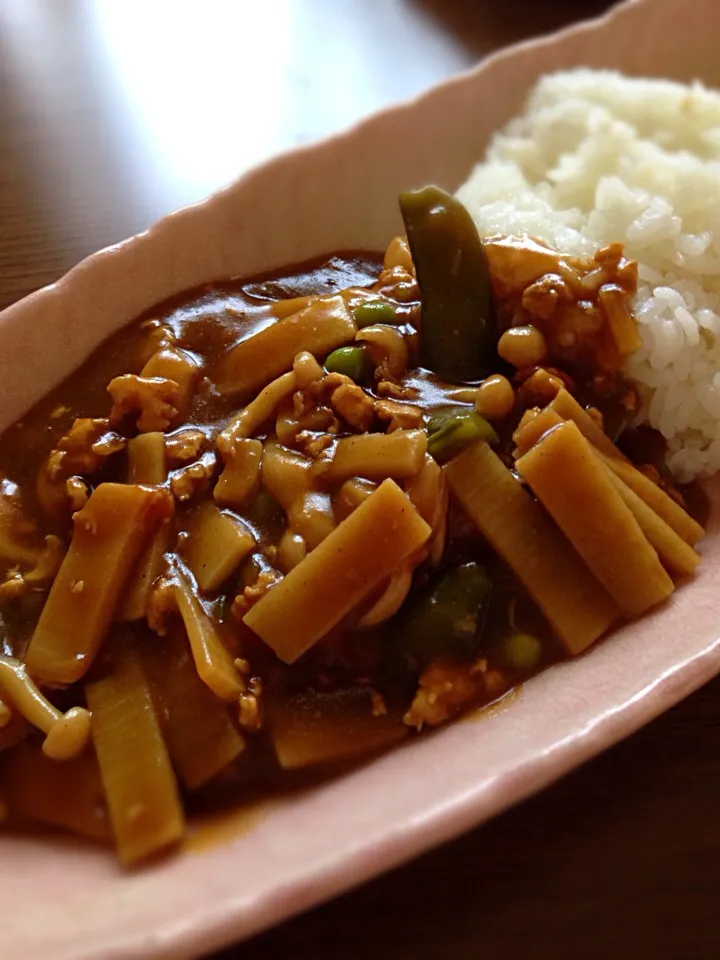 たけのことスナックエンドウカレー|🐶たぬとんキッチンさん