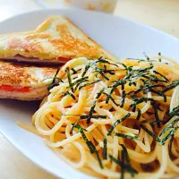 たらこパスタとホットサンド|tantanさん