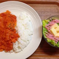 海老のトマトクリームライス   卵豆腐ハムサラダ|だいちゃんさん