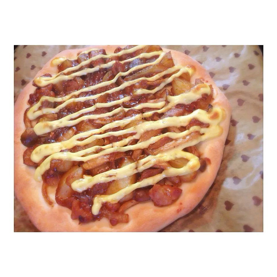 Snapdishの料理写真:母の日！照り焼きチキンピザ🍕💕ホームベーカリーで♪|はるちょんさん