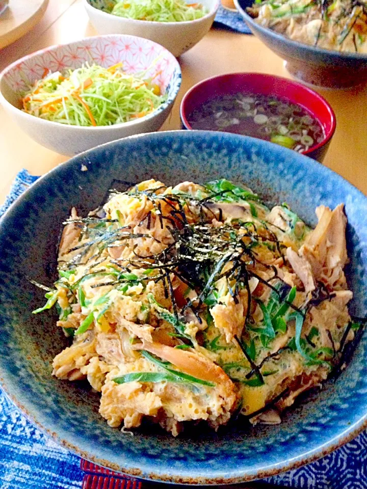 BBQチキンの残りで親子丼|南魚海さん