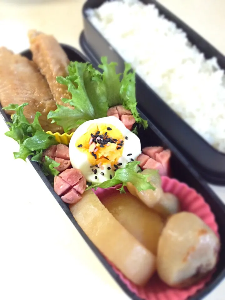 Snapdishの料理写真:手羽中煮込み弁当。5／12|mameさん