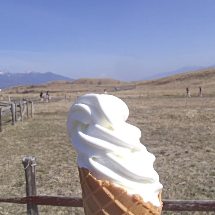 見えるかな？富士🗻を戴いた霧ケ峰高原のソフトクリーム|Nao ペロンさん