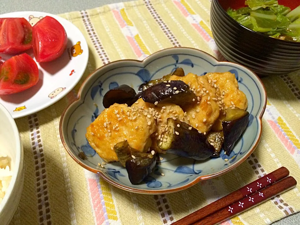 茄子とつくねの照り焼き|ろぐしいさん