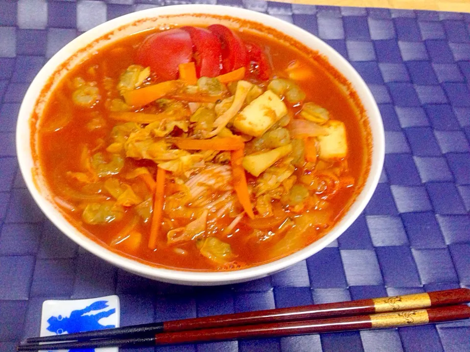 Snapdishの料理写真:素麺deトムヤムクン風|Tarou  Masayukiさん