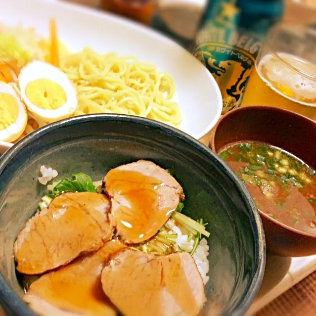 野菜モリモリつけ麺とチャーシュー丼😋|ナナオさん