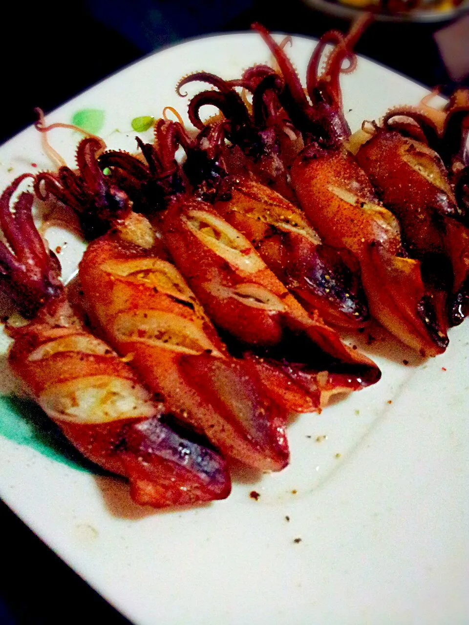 Snapdishの料理写真:grilled small squid with onion and tomato stuffing|luvsie juanさん