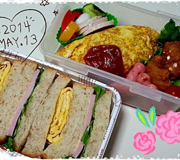 オムライス＆サンドウィッチ弁当|くるみンさん