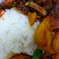 rice, lung sambal & fried potatoes|sazeさん