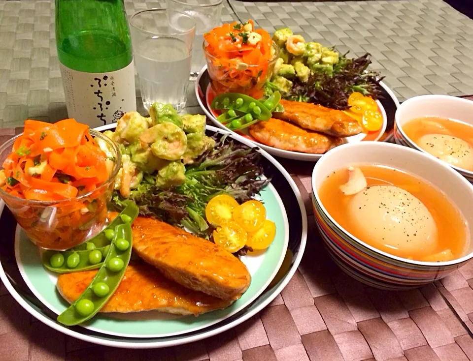 ささみの照焼きプレートの晩ご飯|有山さん