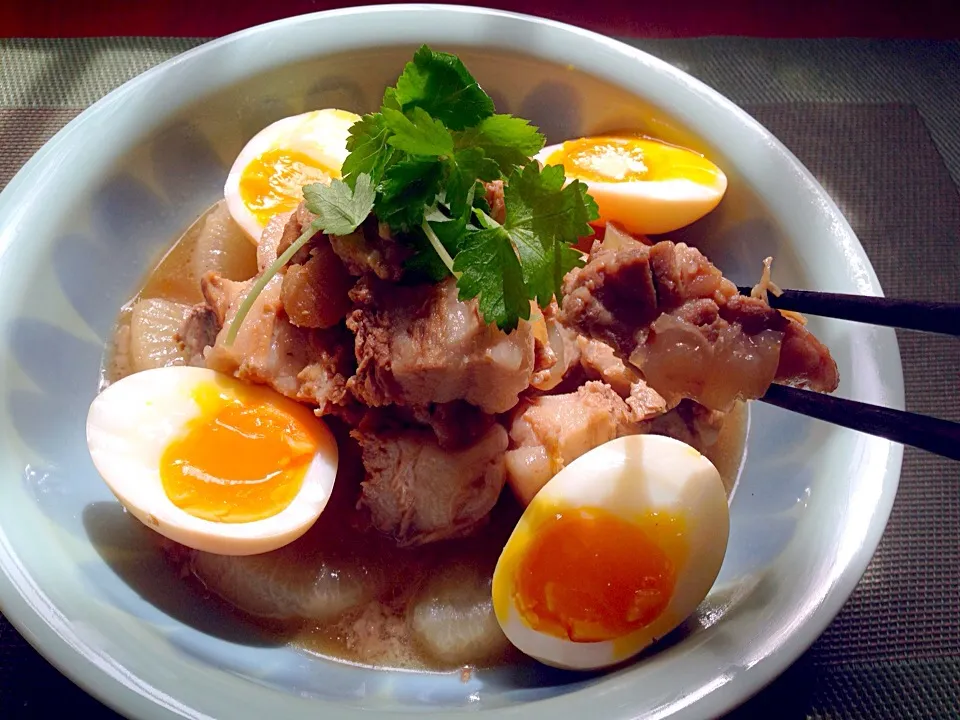 Braised pork cartilage&pork back ribs Nagasaki-style&soft boiled egg☆豚軟骨と角煮&半熟卵|🌈Ami🍻さん