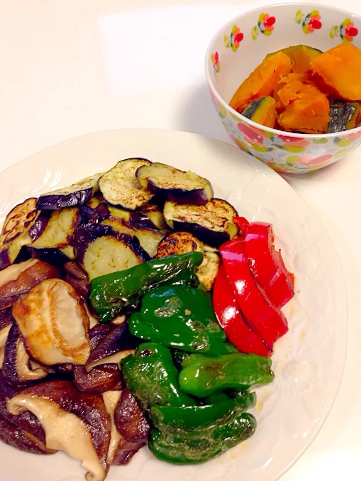 焼き野菜＆カボチャの煮物|おかーＰさん