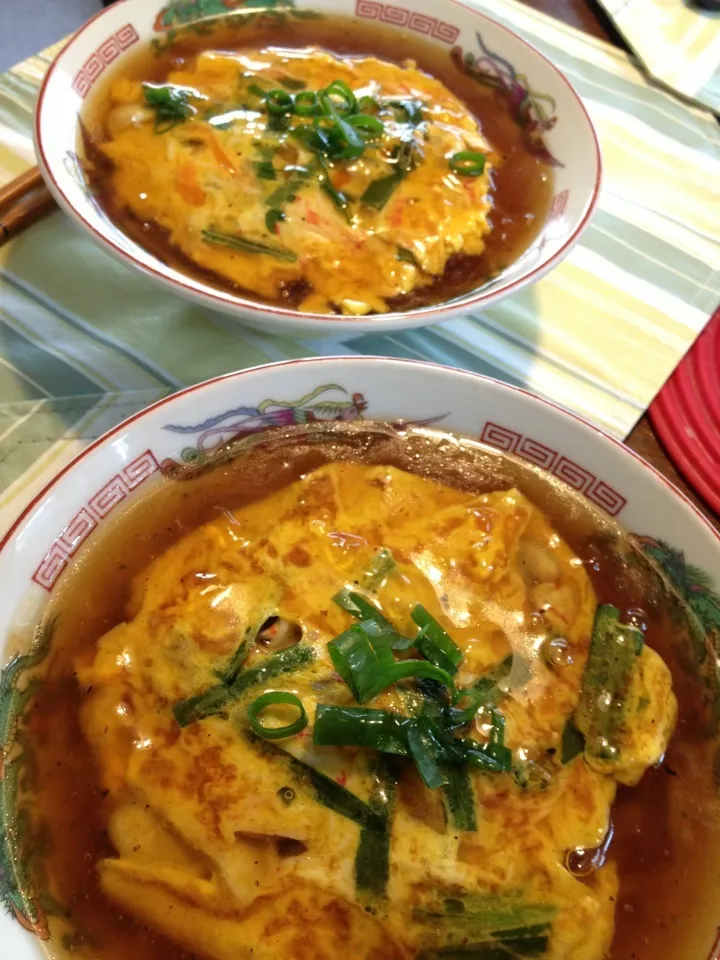 インスタントラーメン「丸ちゃん正麺」アレンジ天津麺。|kenji kojimaさん